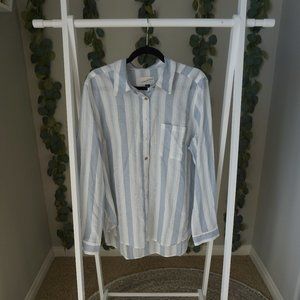 Striped Long Sleeve Relaxed Button Down Shirt